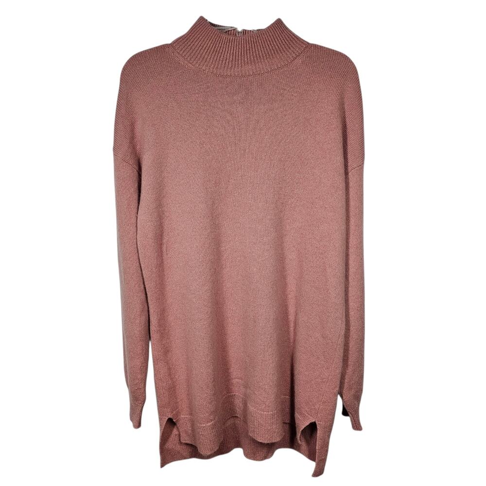 Halogen Wool  & Cashmere Mock Turtleneck Sweater Pink Compact Size L